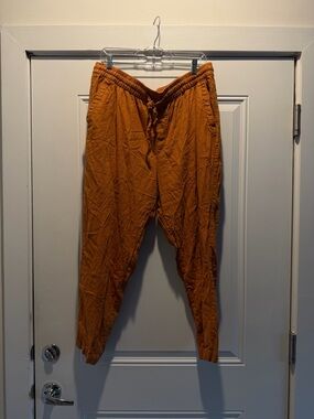 Old Navy Drawstring Linen Straight Leg Pants- Rust Orange